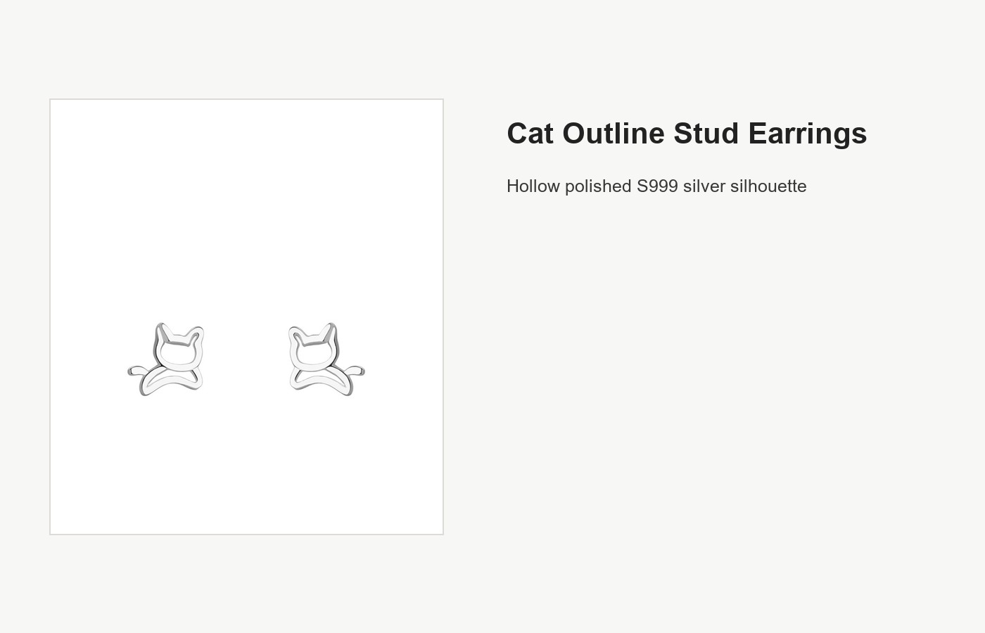 S999 Silver Cat Outline Stud Earrings for Women detail image