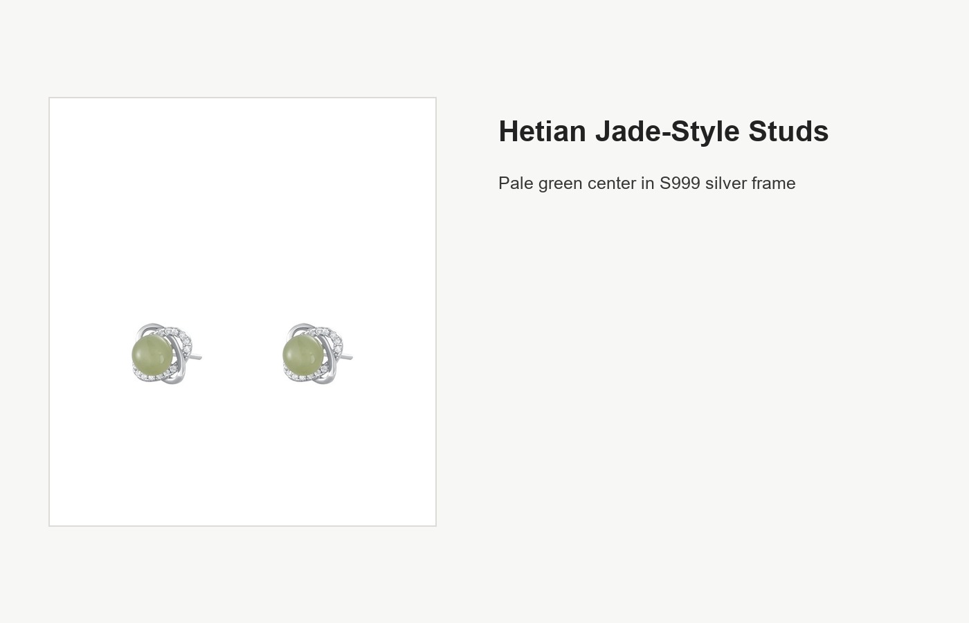 S999 Silver Hetian Jade-Style Stud Earrings for Women detail image