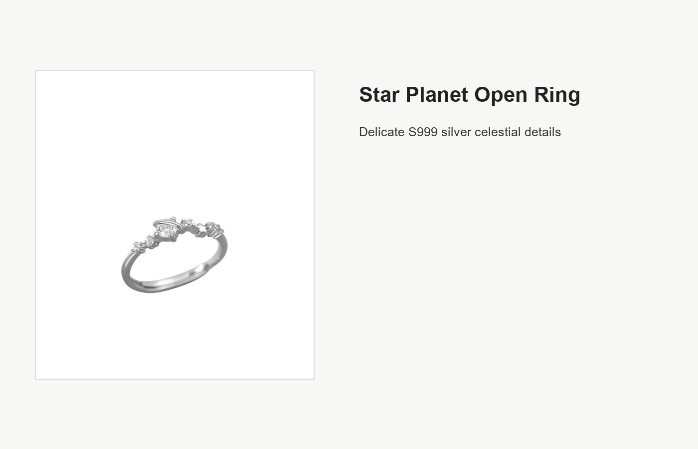 S999 Silver Star Planet Open Ring for Women detail image