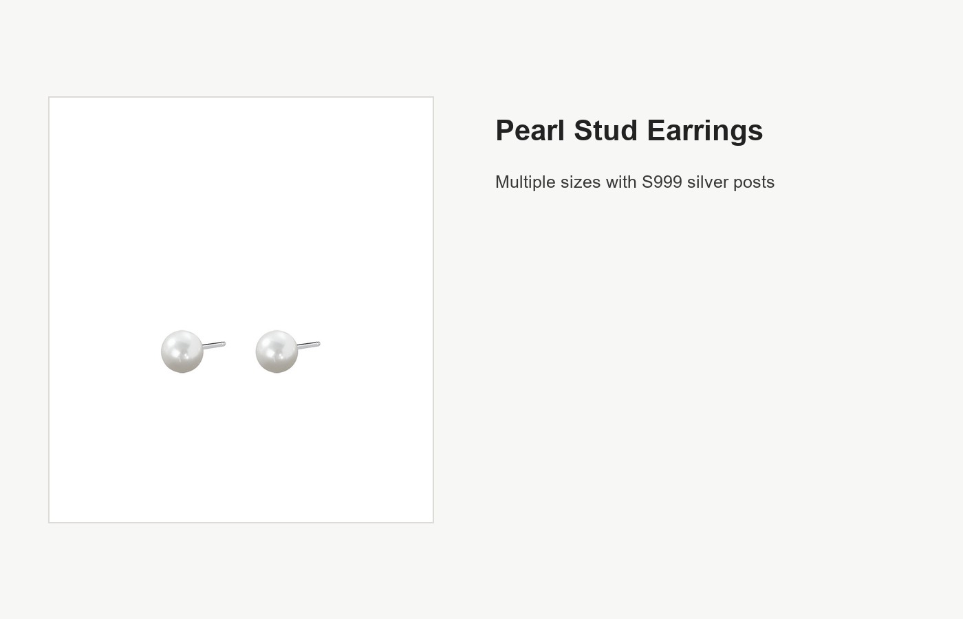 S999 Silver Pearl Stud Earrings, Multiple Size Options detail image