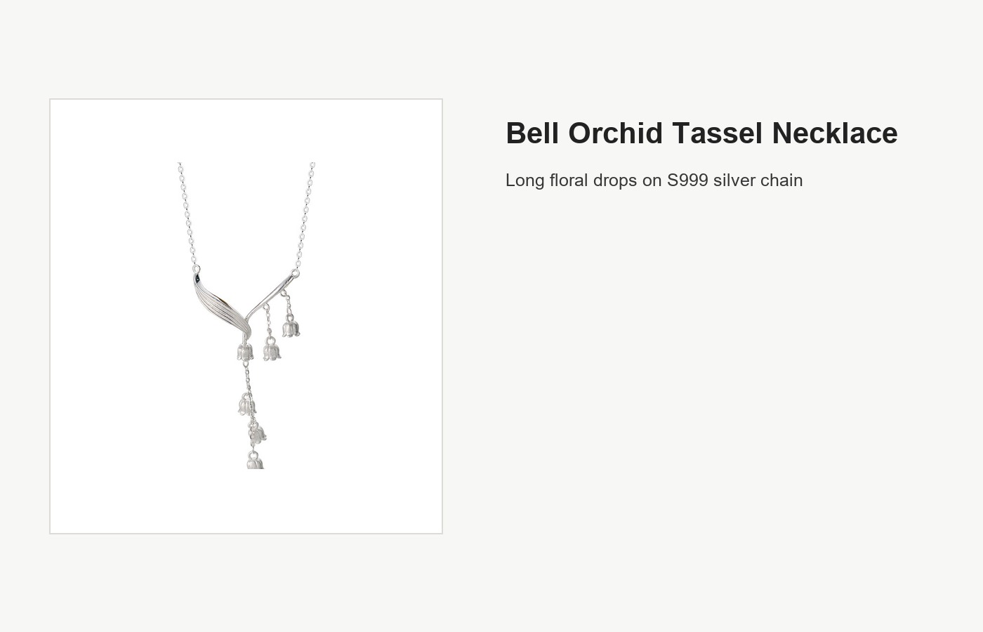 S999 Silver Bell Orchid Tassel Pendant Necklace detail image