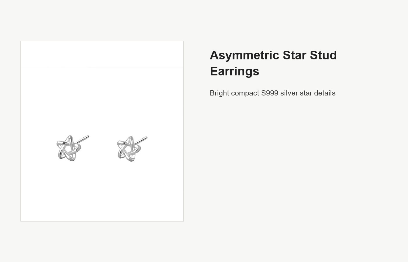 S999 Silver Asymmetric Star Stud Earrings for Women detail image