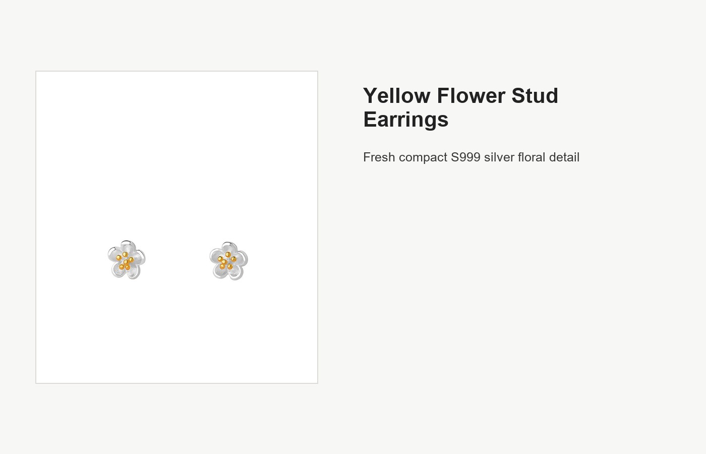 S999 Silver Yellow Flower Stud Earrings for Women detail image