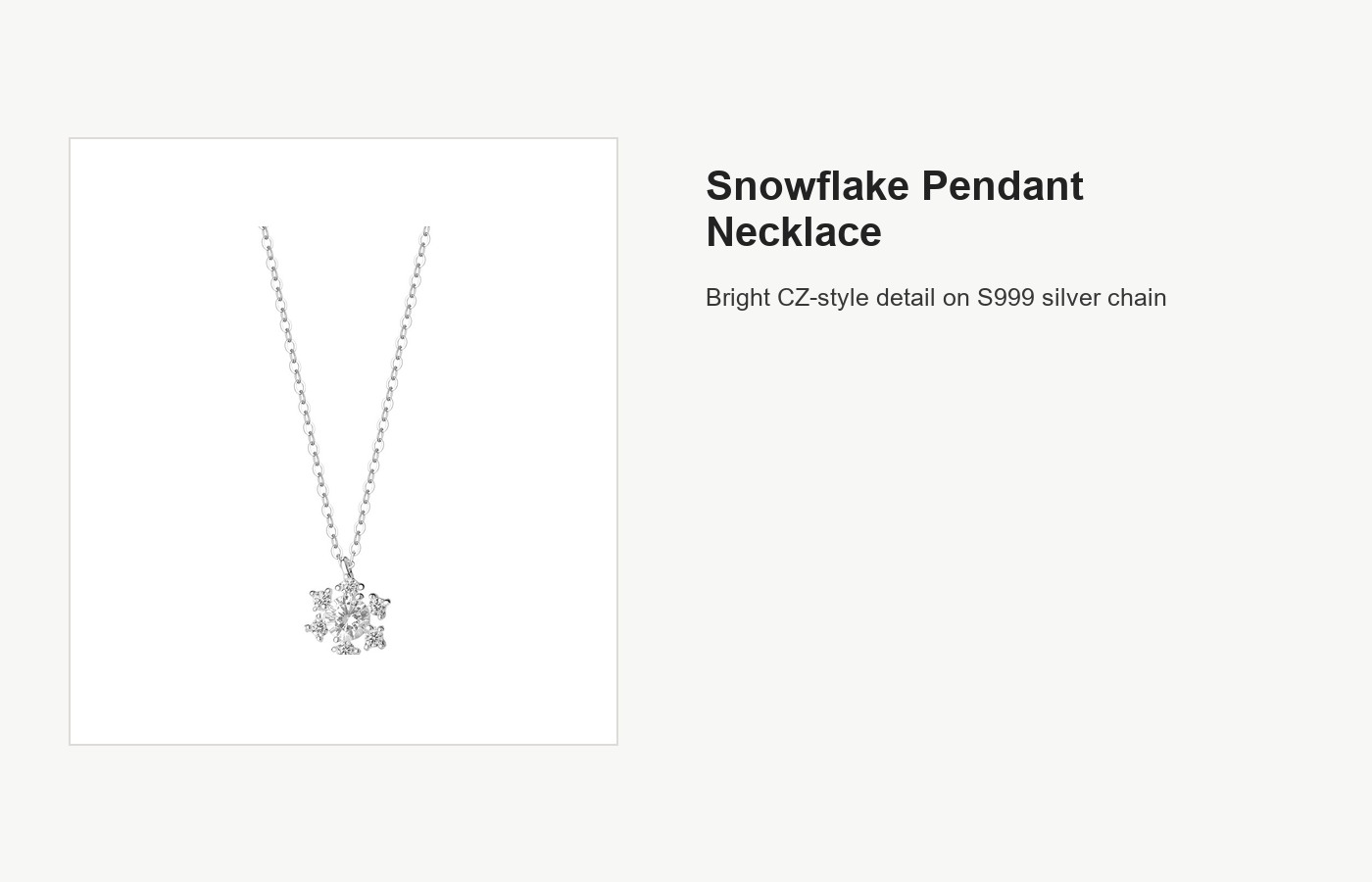 S999 Silver Snowflake Pendant Necklace for Women detail image