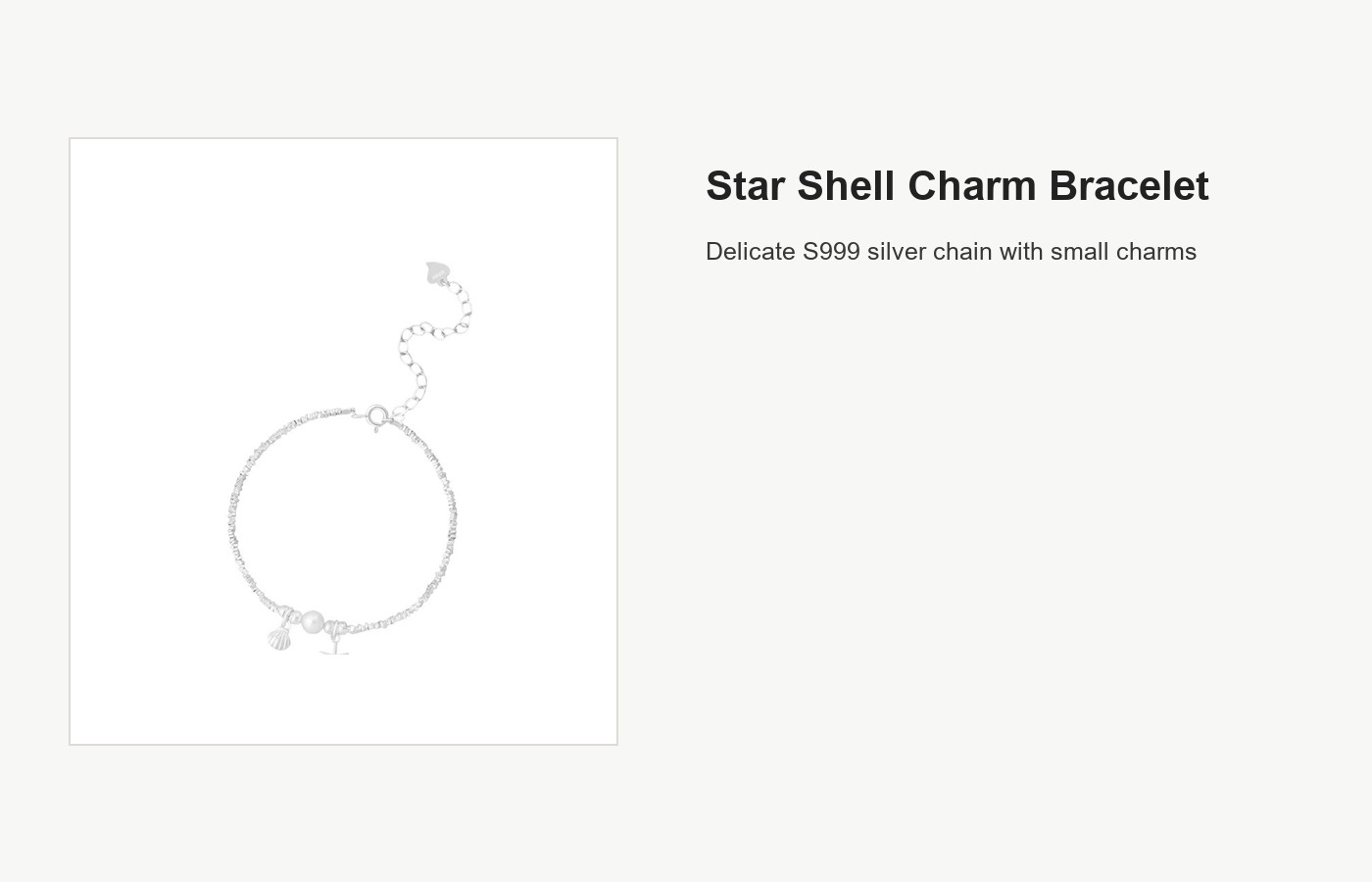 S999 Silver Star Shell Charm Bracelet for Women detail image