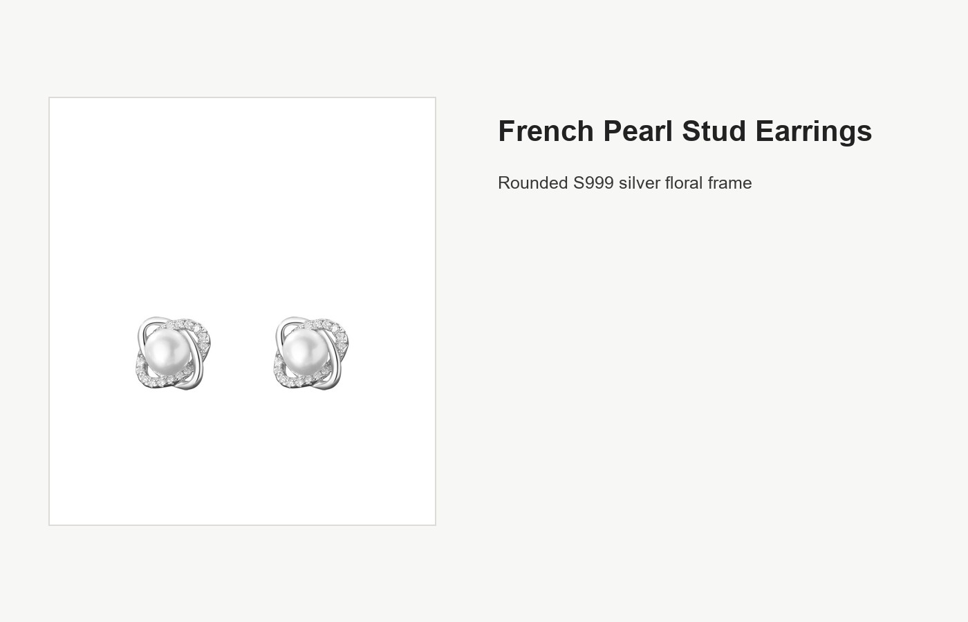S999 Silver French Pearl Stud Earrings for Women detail image