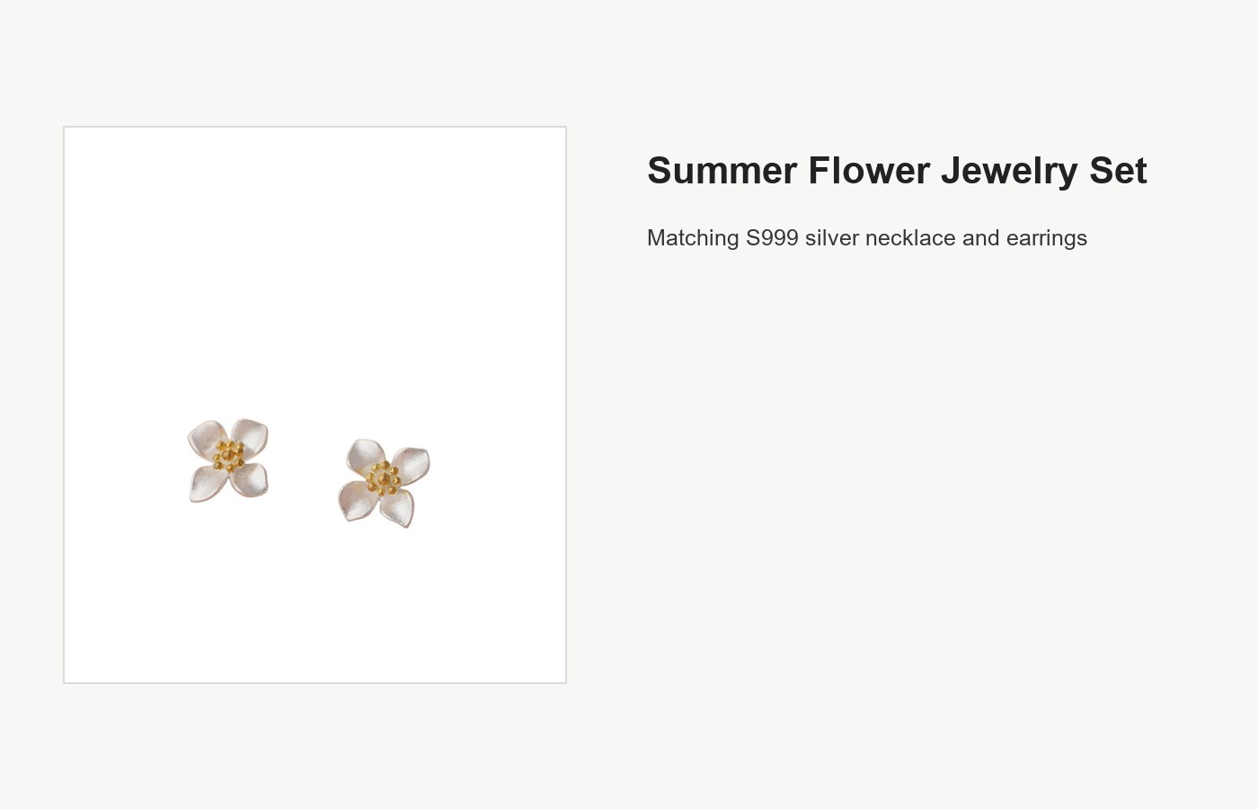 S999 Silver Summer Flower Necklace and Earring Set detail image
