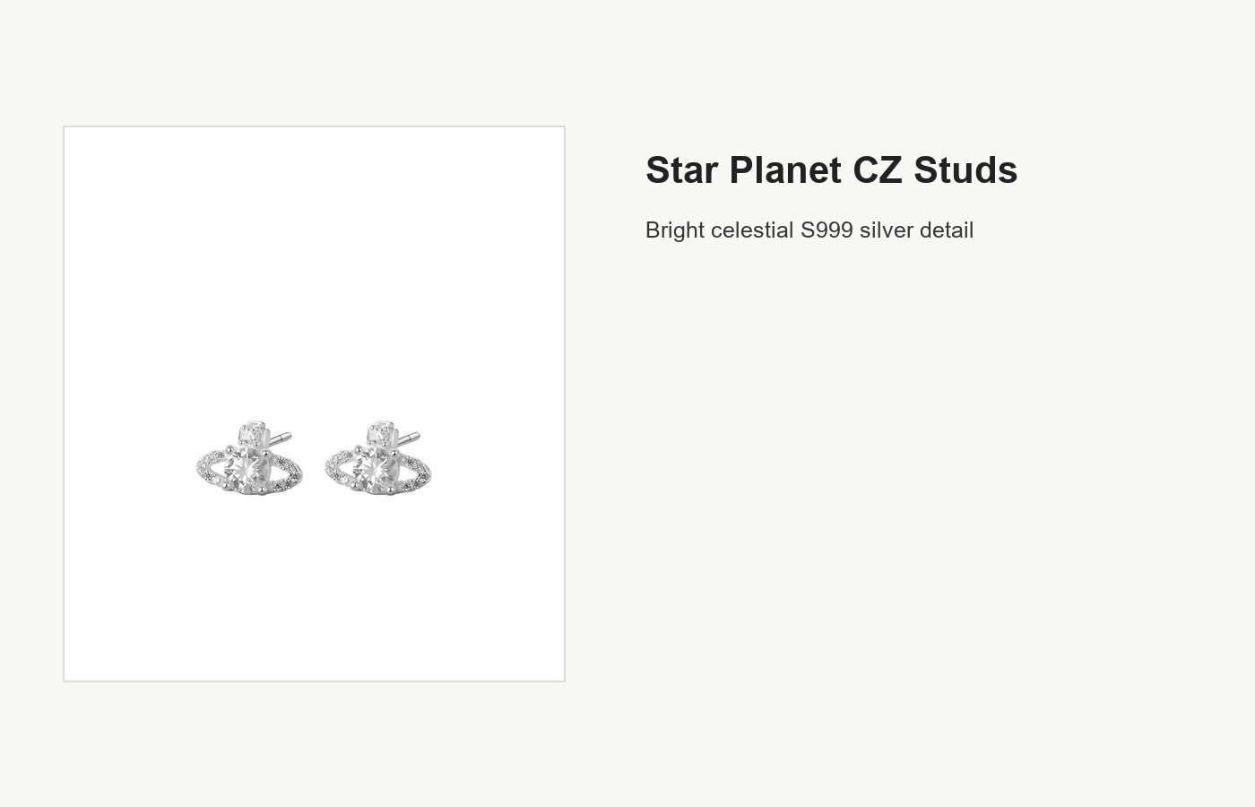 S999 Silver Star Planet CZ Stud Earrings for Women detail image