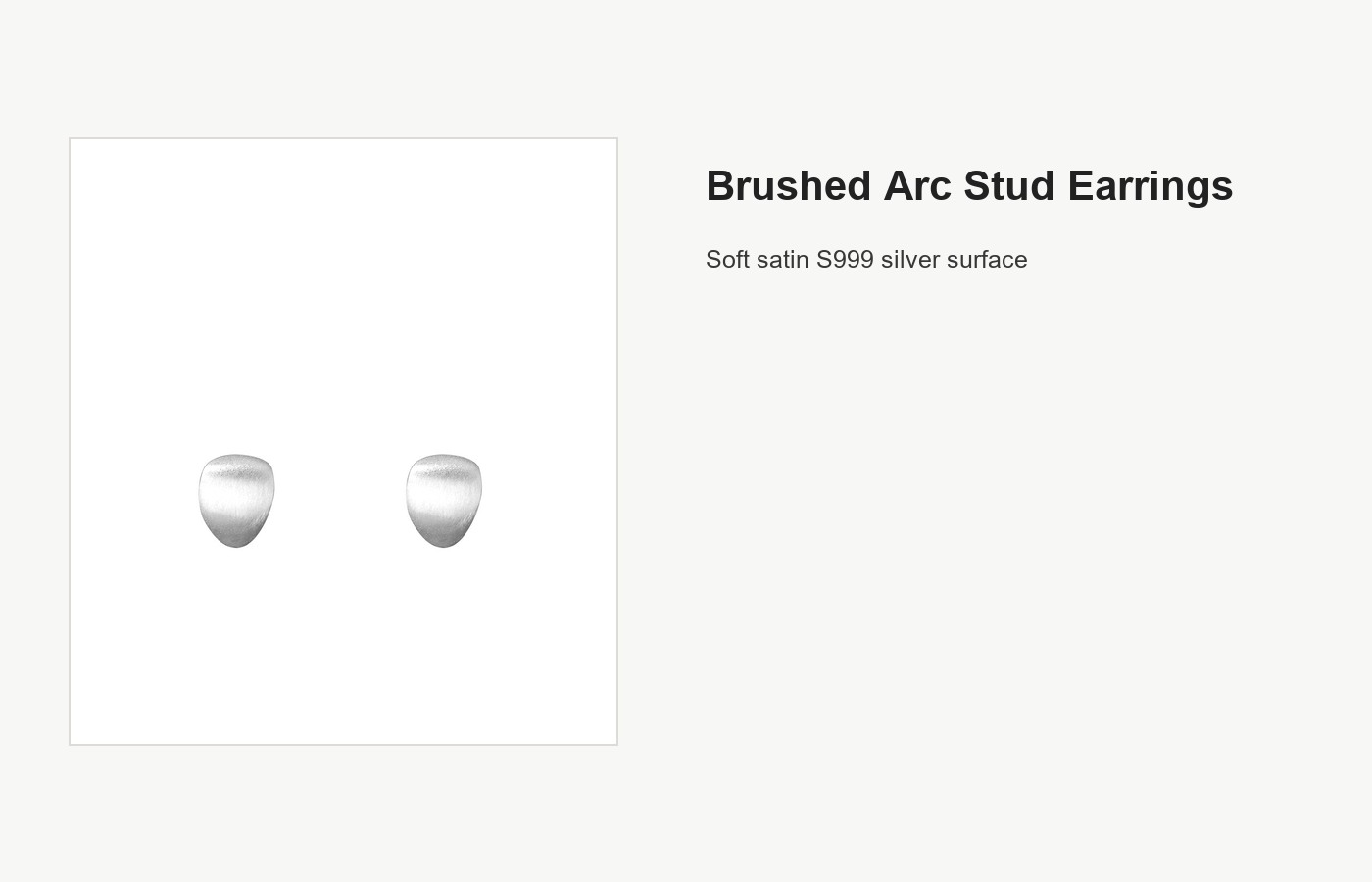 S999 Silver Brushed Arc Stud Earrings for Women detail image