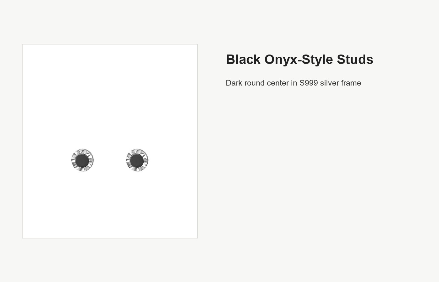 S999 Silver Black Onyx-Style Stud Earrings for Women detail image