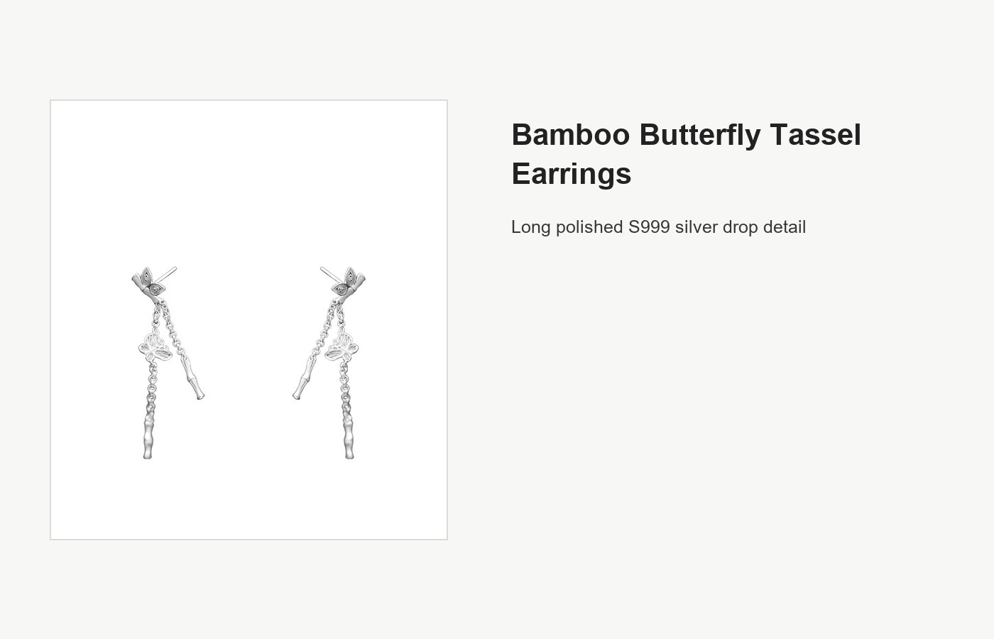 S999 Silver Bamboo Butterfly Tassel Earrings for Women detail image