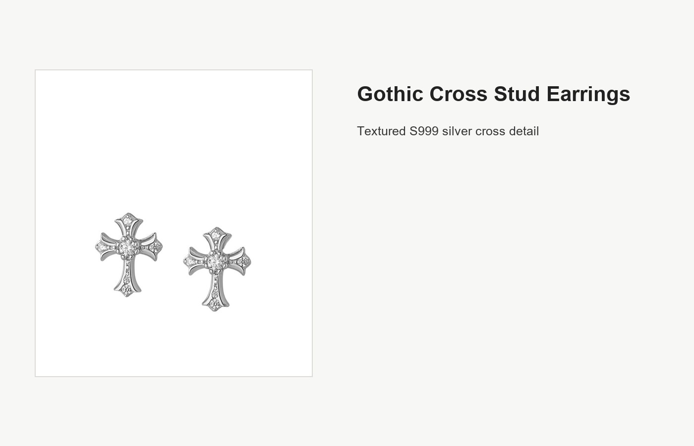 S999 Silver Gothic Cross Stud Earrings for Women detail image