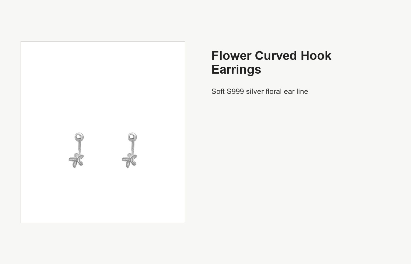 S999 Silver Flower Curved Hook Earrings for Women detail image