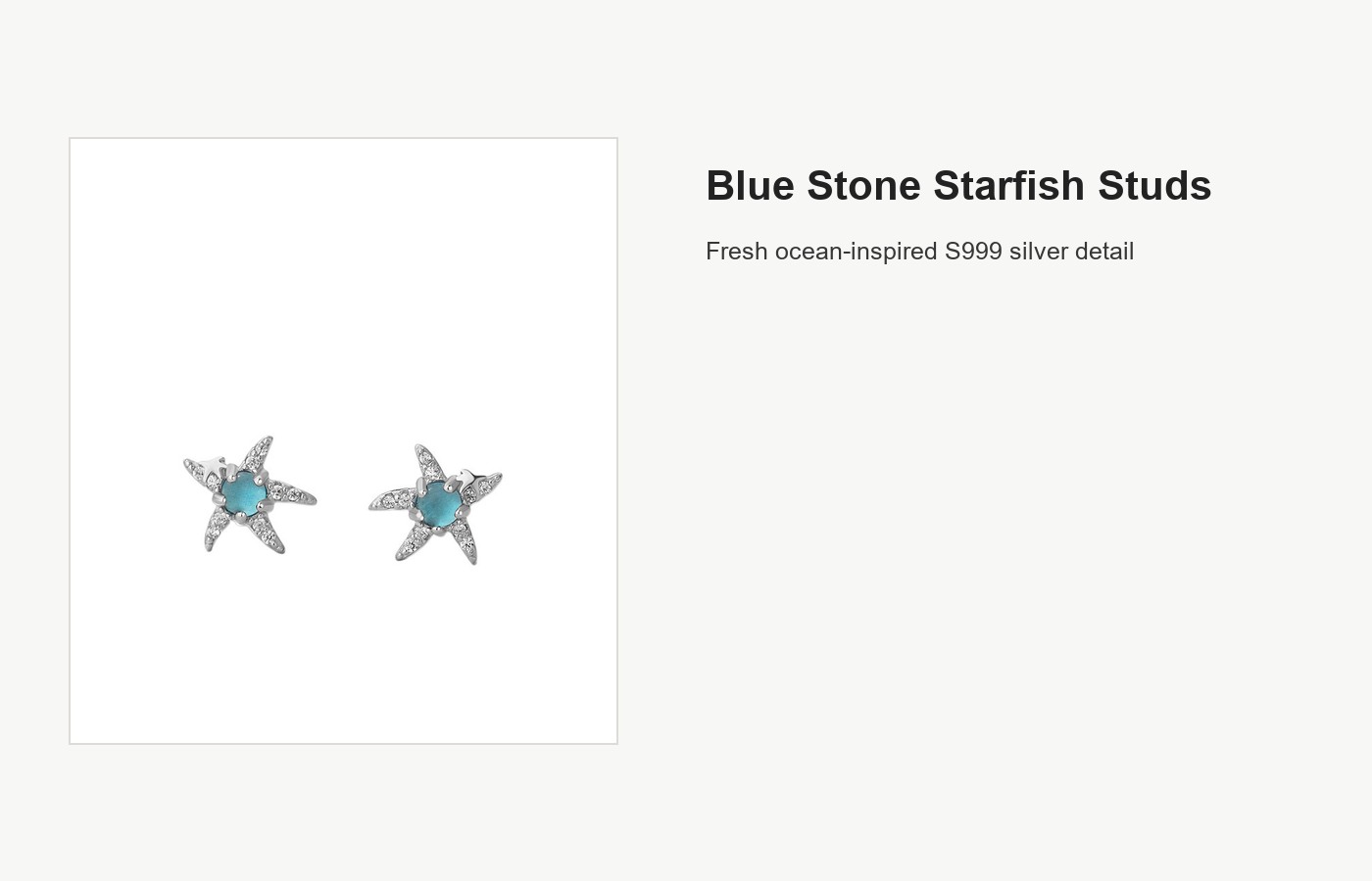 S999 Silver Blue Stone Starfish Stud Earrings for Women detail image