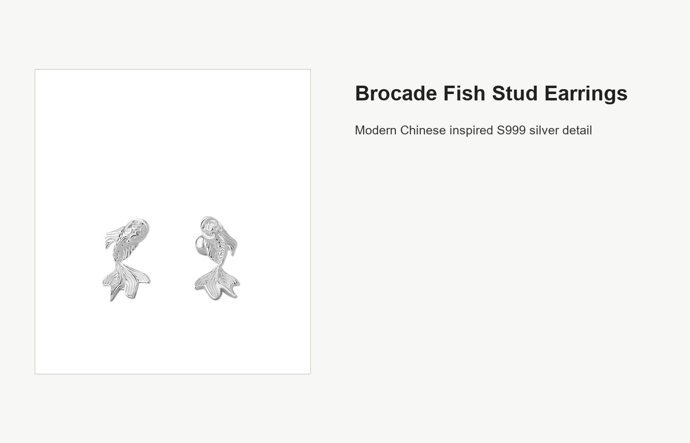 S999 Silver Brocade Fish Screw Back Stud Earrings detail image