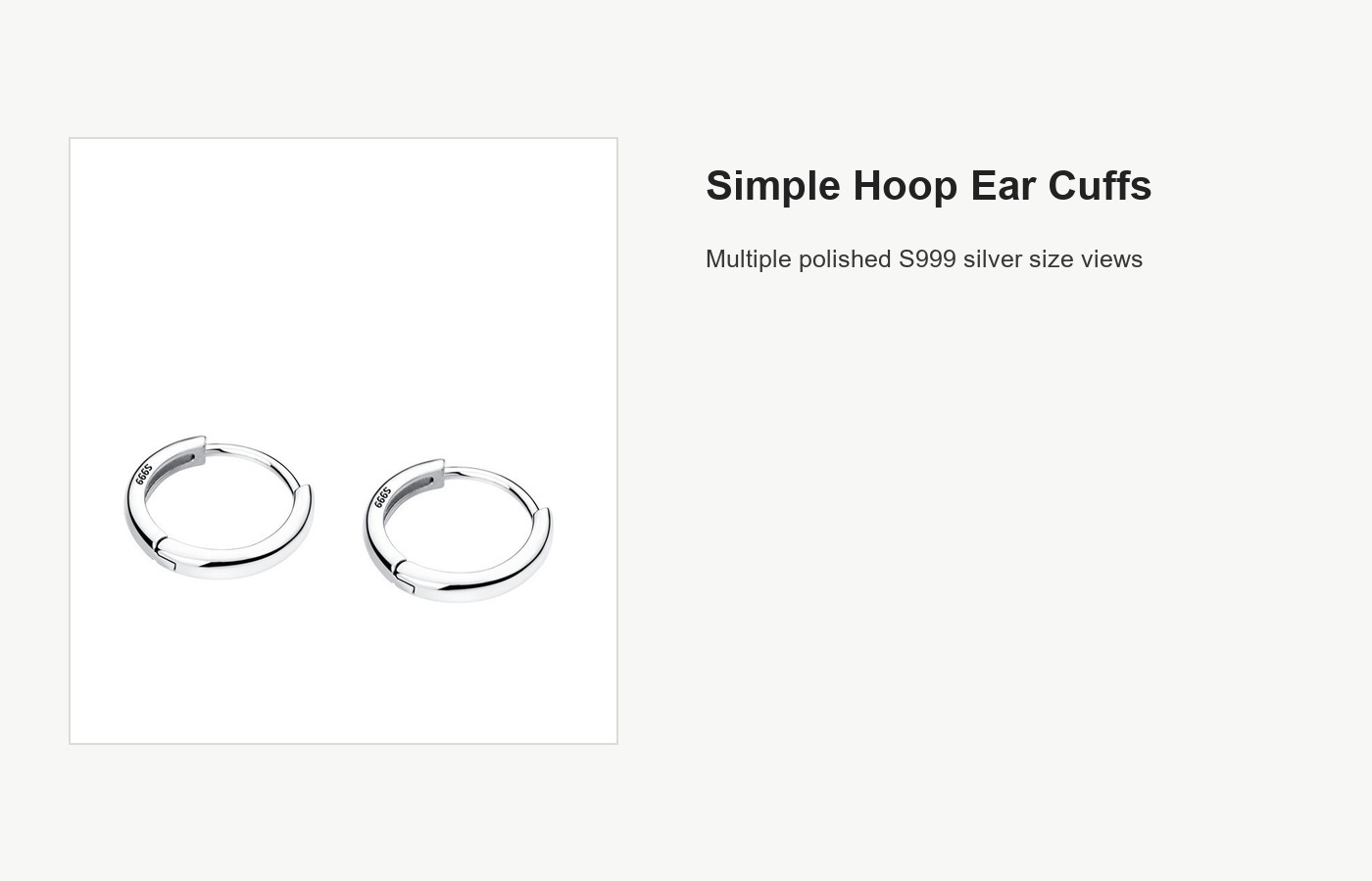 S999 Silver Simple Hoop Ear Cuffs, Multiple Size Options detail image