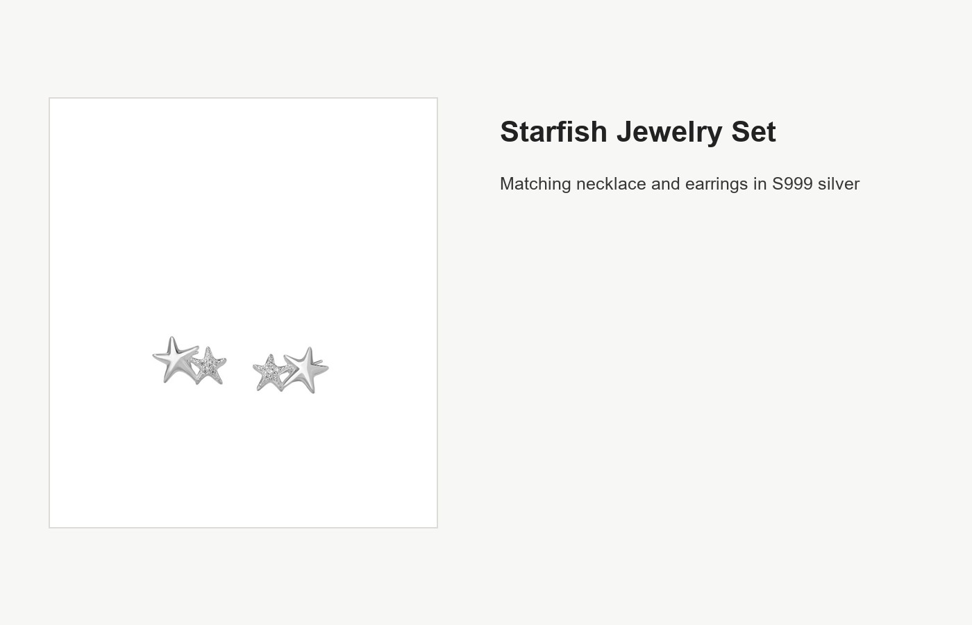 S999 Silver Starfish Necklace and Earring Jewelry Set detail image