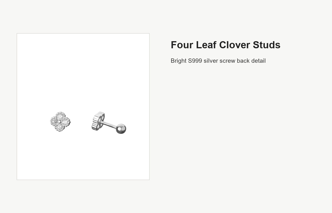 S999 Silver Four Leaf Clover Screw Back Stud Earrings detail image