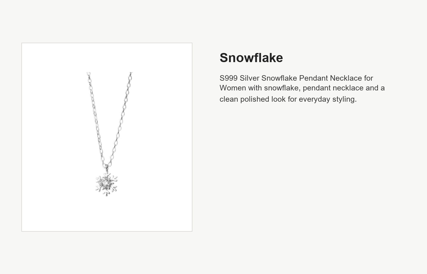 S999 Silver Snowflake Pendant Necklace for Women detail image
