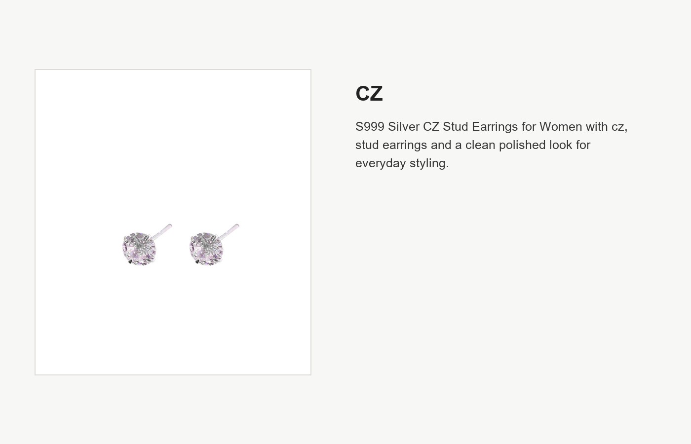 S999 Silver CZ Stud Earrings for Women detail image