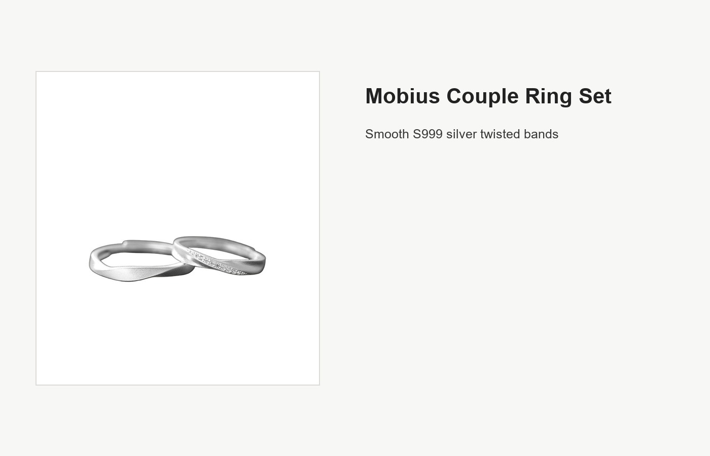 S999 Silver Mobius Couple Ring Set for Women and Men detail image