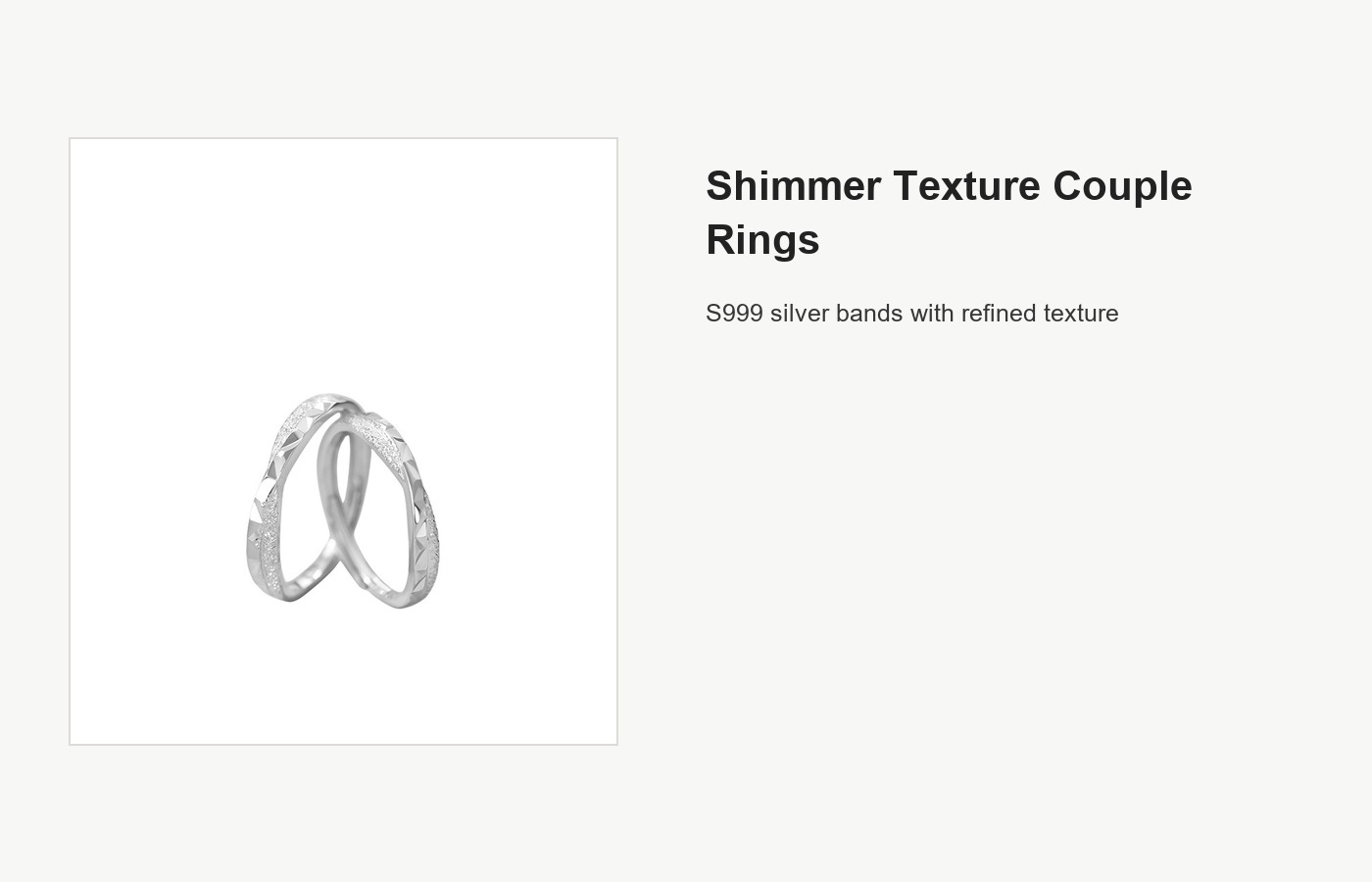 S999 Silver Shimmer Texture Couple Ring Set for Women and Men detail image