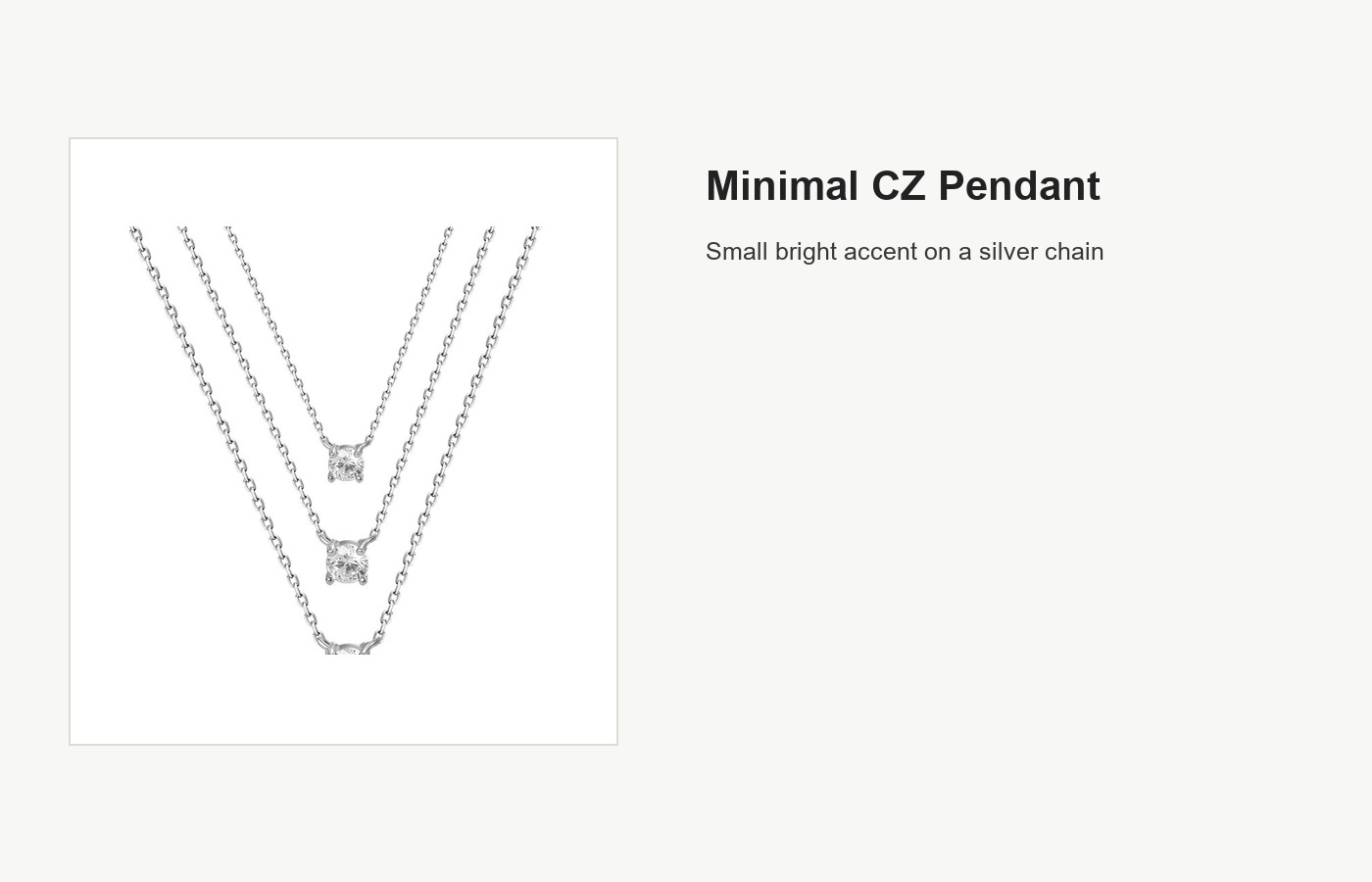S999 Silver CZ Pendant Necklace for Women, Minimal Collarbone Chain detail image