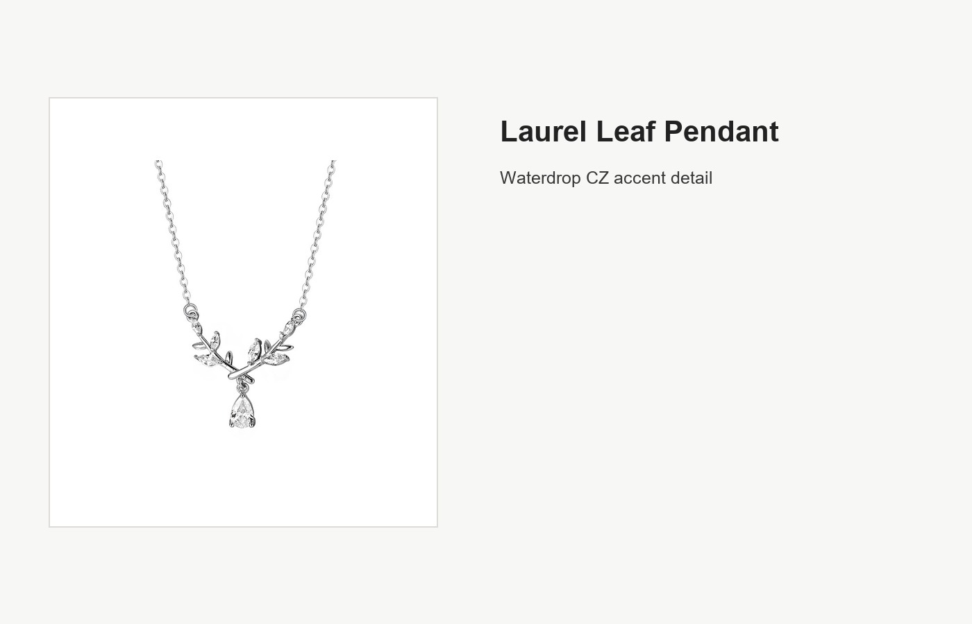 S999 Silver Laurel Leaf Waterdrop CZ Necklace for Women detail image