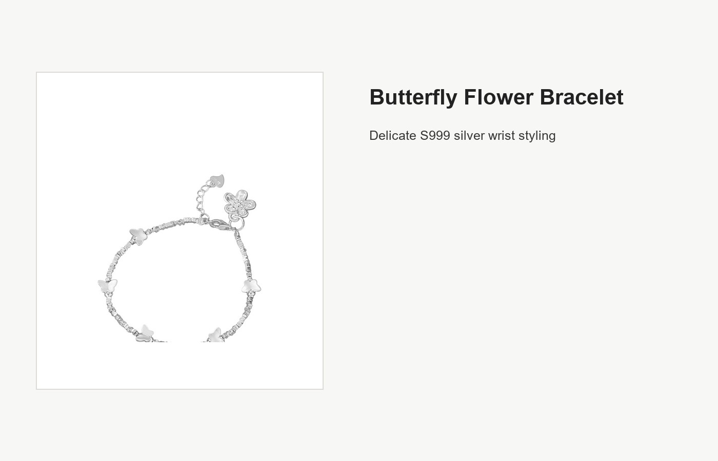 S999 Silver Butterfly Flower Bracelet for Women detail image