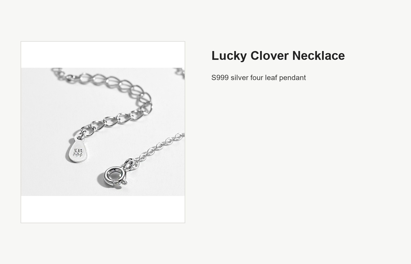 S999 Silver Lucky Clover Pendant Necklace for Women detail image