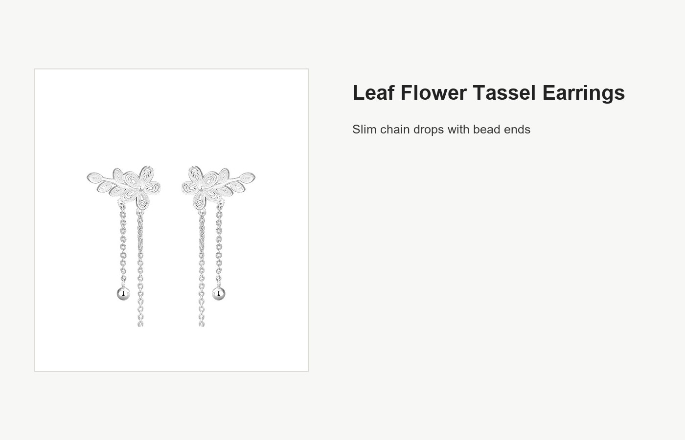 S999 Silver Leaf Flower Tassel Drop Earrings for Women detail image