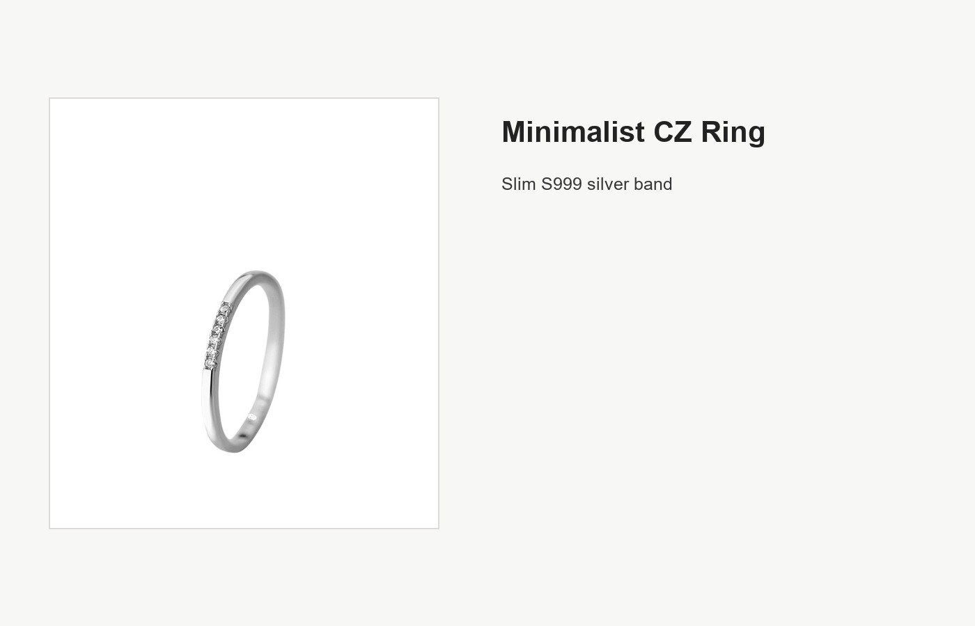 S999 Silver Minimalist CZ Ring for Women detail image
