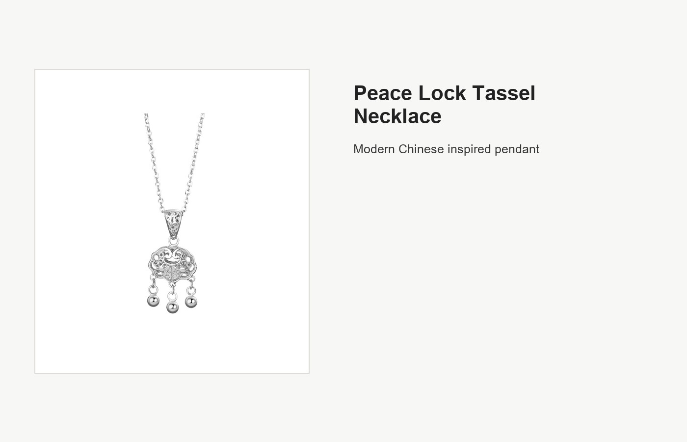 S999 Silver Peace Lock Tassel Pendant Necklace for Women detail image
