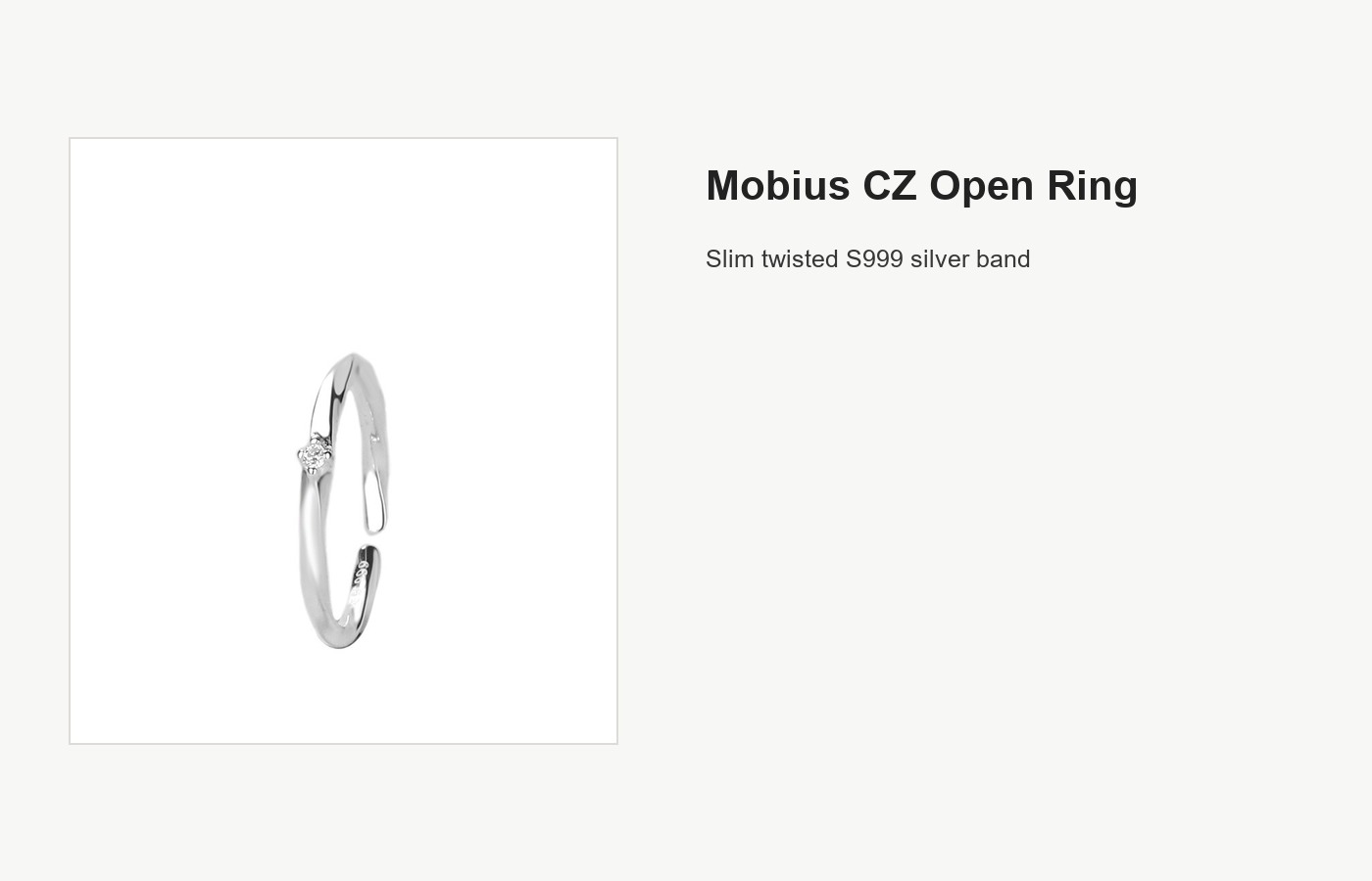 S999 Silver Mobius CZ Open Ring for Women detail image
