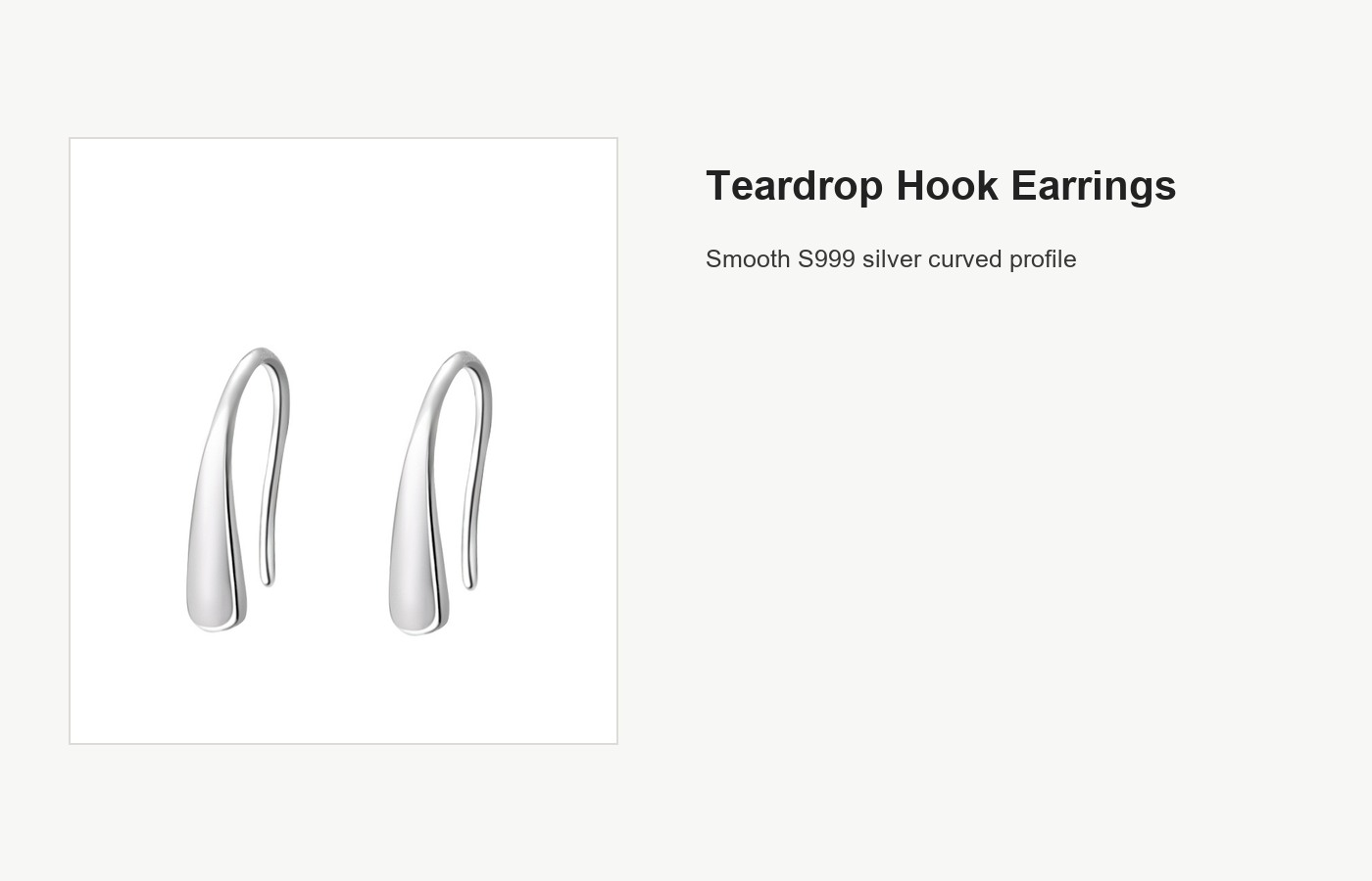 S999 Silver Teardrop Hook Earrings for Women detail image