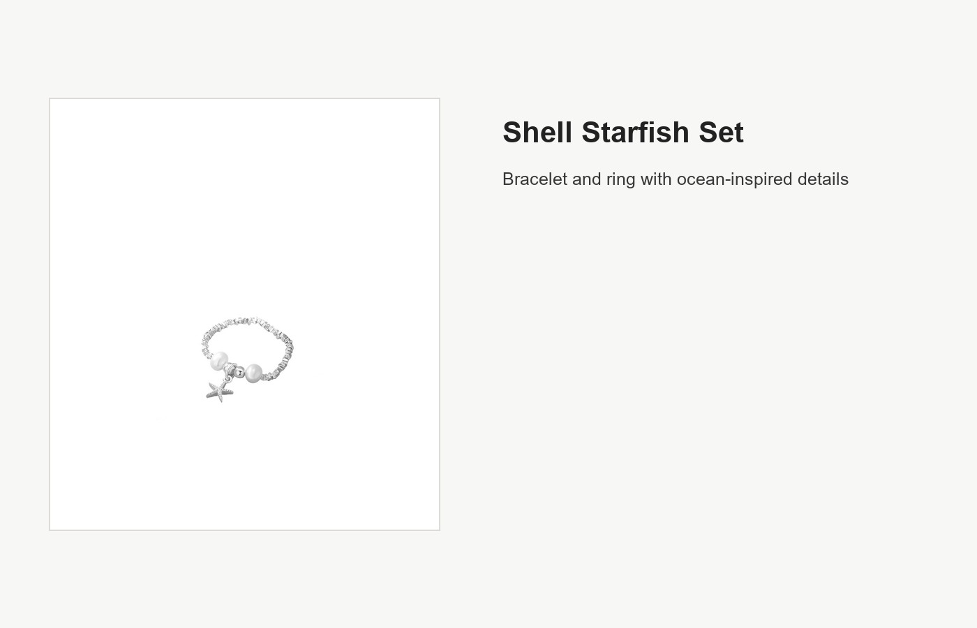 S999 Silver Shell Starfish Bracelet and Ring Set for Women detail image