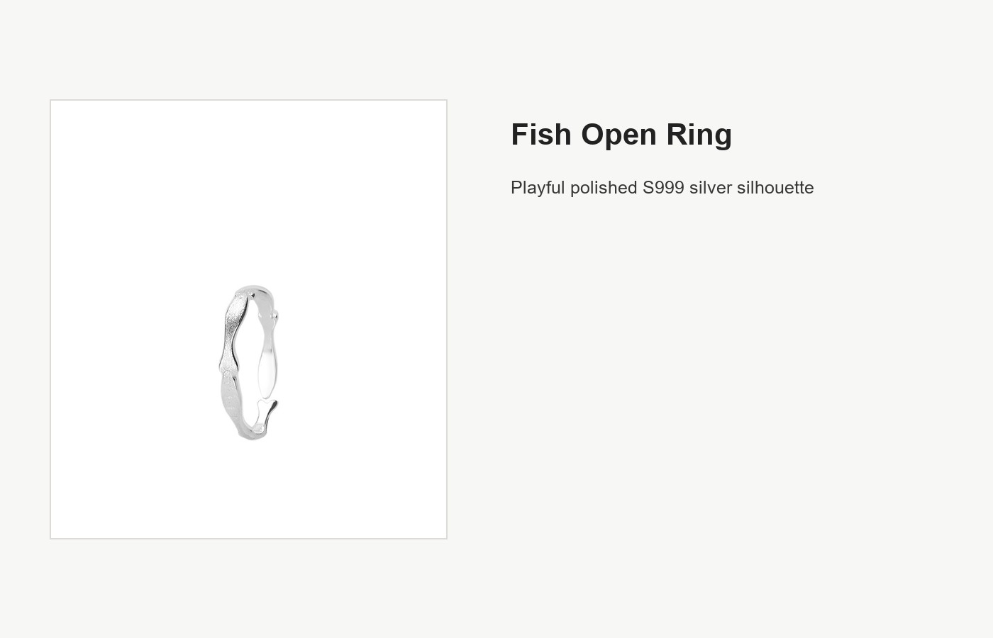 S999 Silver Fish Open Ring for Women, Playful Minimal Design detail image