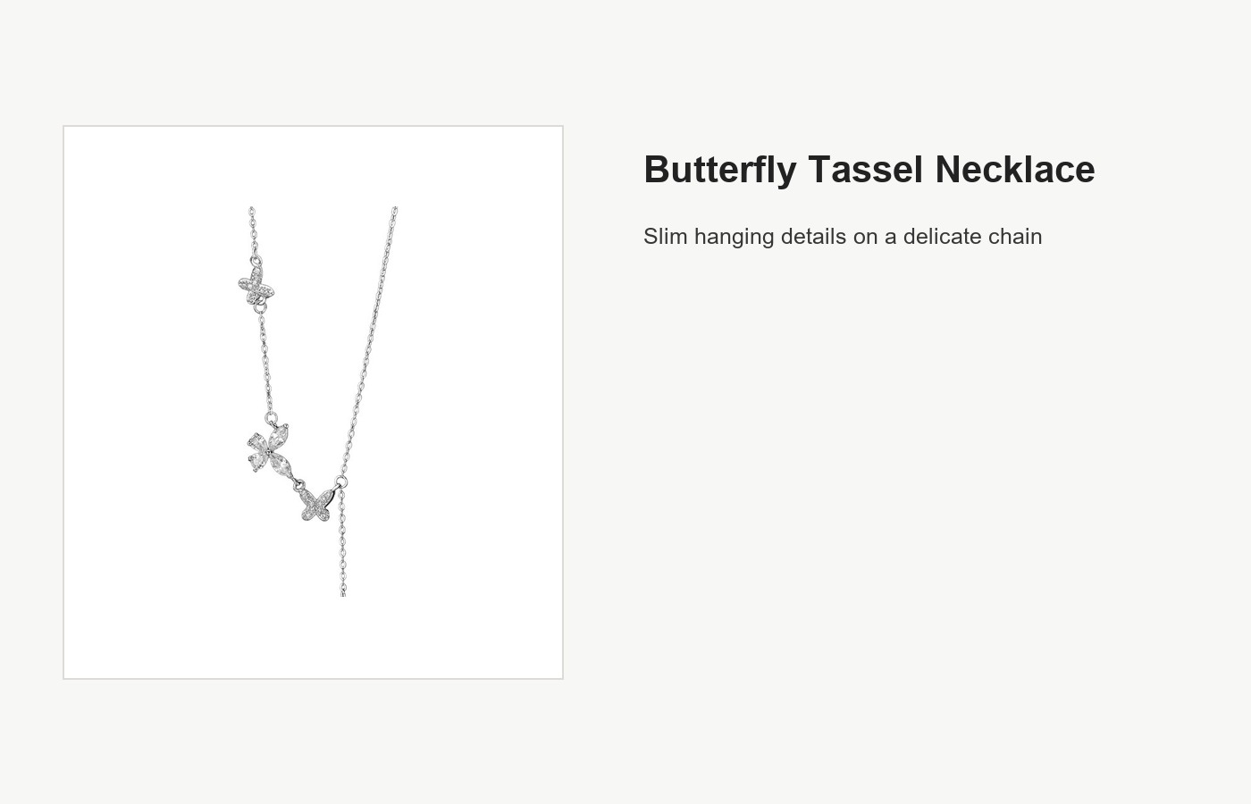 S999 Silver Butterfly Tassel Pendant Necklace for Women detail image