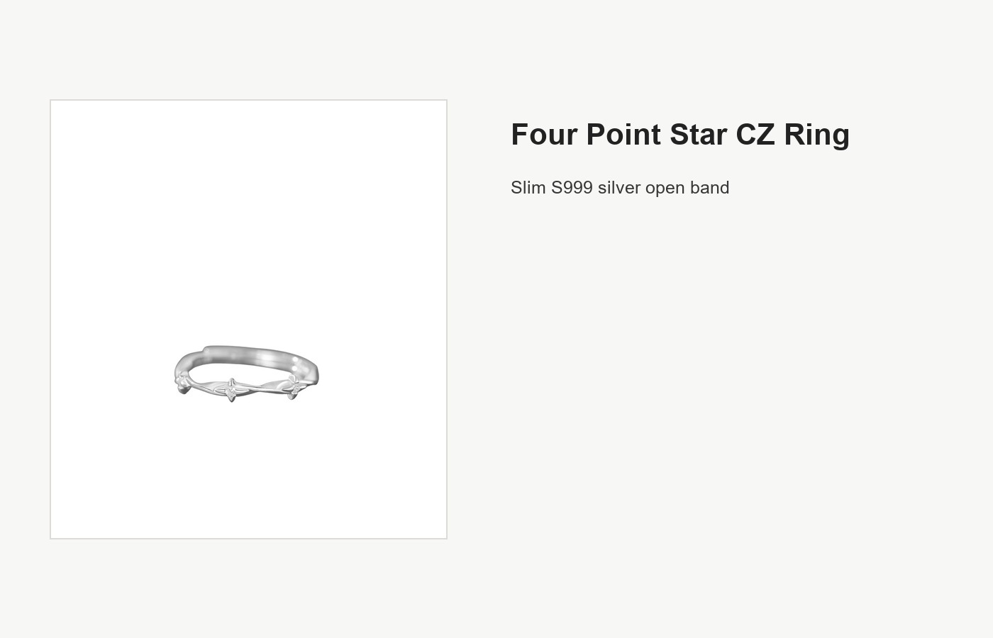 S999 Silver Four Point Star CZ Open Ring for Women detail image