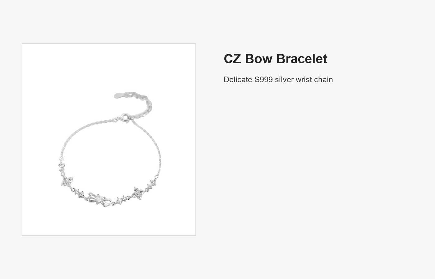 S999 Silver CZ Bow Bracelet for Women detail image