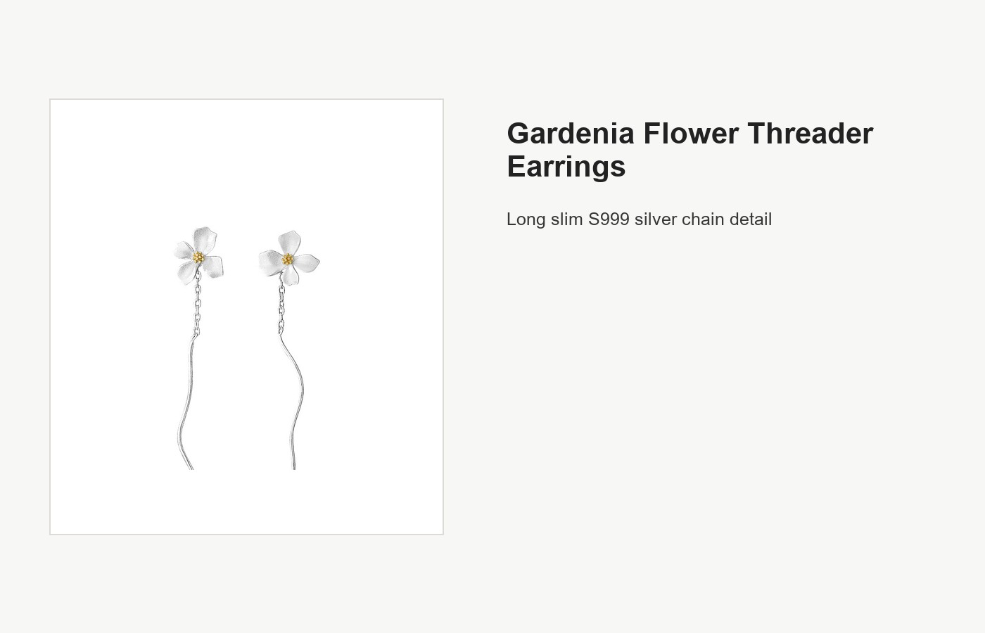 S999 Silver Gardenia Flower Threader Earrings for Women detail image