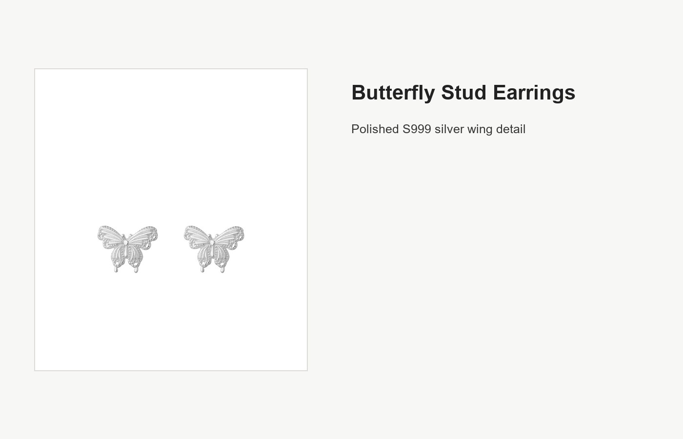 S999 Silver Butterfly Stud Earrings for Women detail image