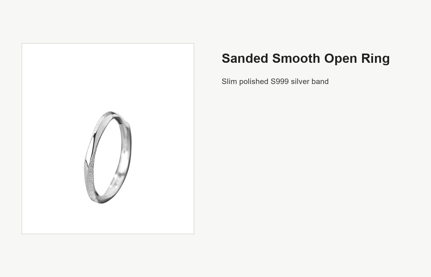 S999 Silver Sanded Smooth Open Ring for Women detail image