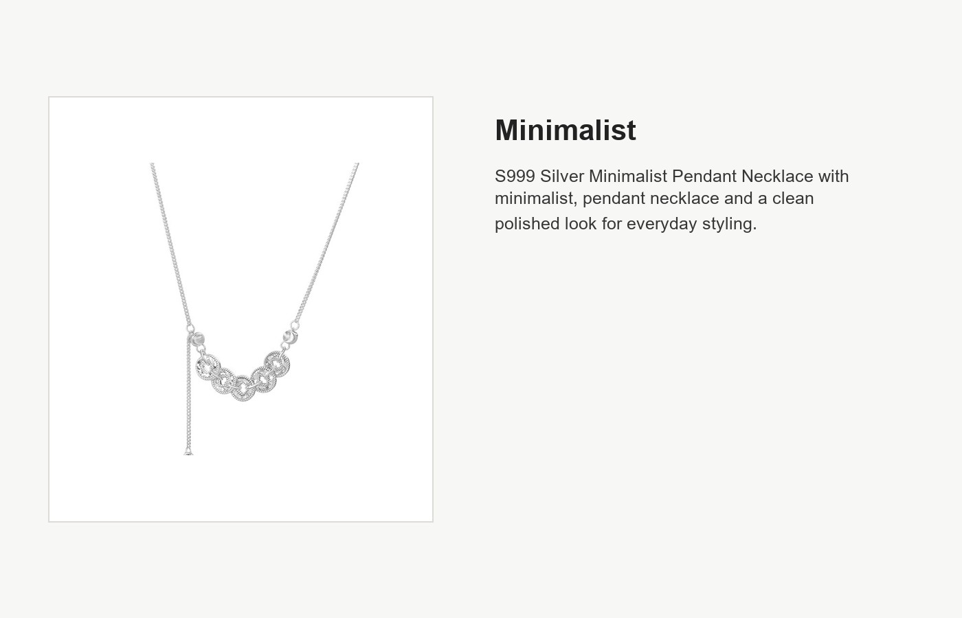S999 Silver Minimalist Pendant Necklace detail image