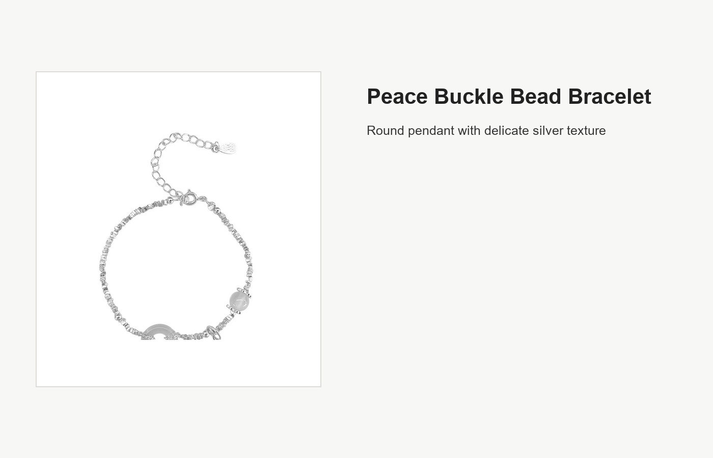 S999 Silver Peace Buckle Bead Bracelet with Round Pendant detail image