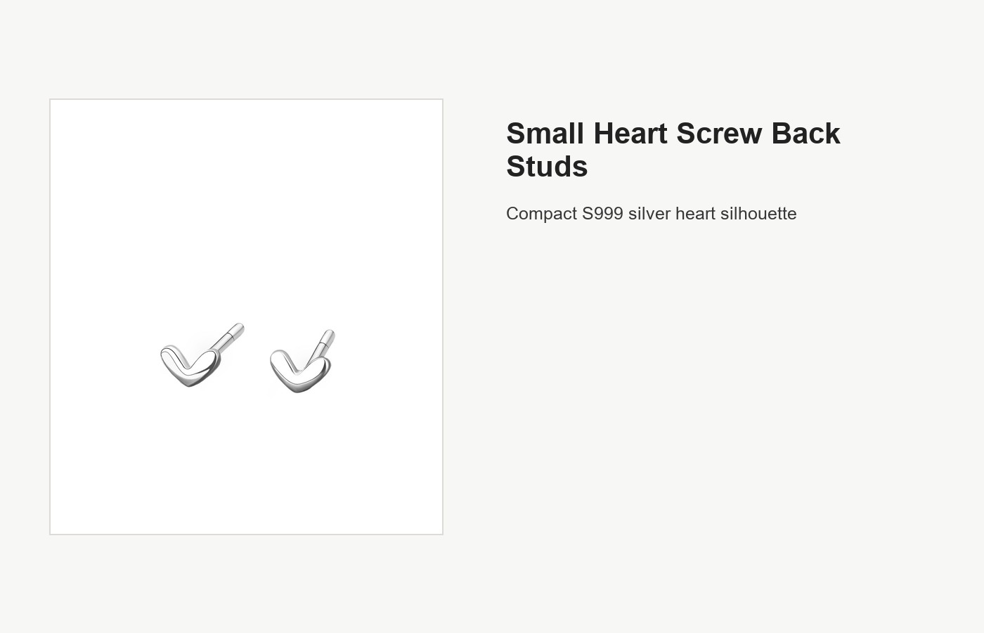 S999 Silver Small Heart Screw Back Stud Earrings for Women detail image