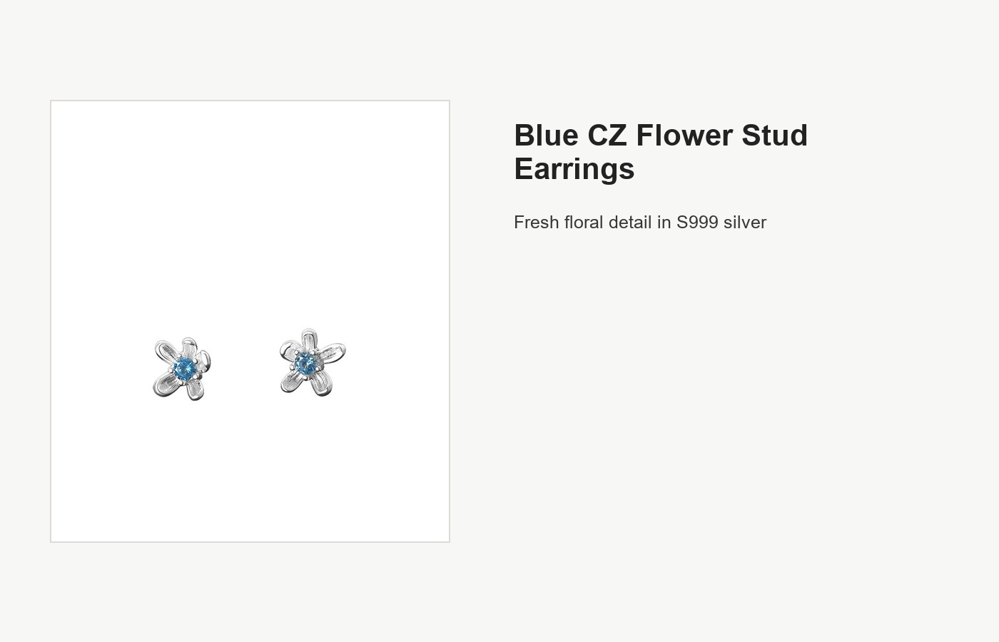 S999 Silver Blue CZ Flower Stud Earrings for Women detail image