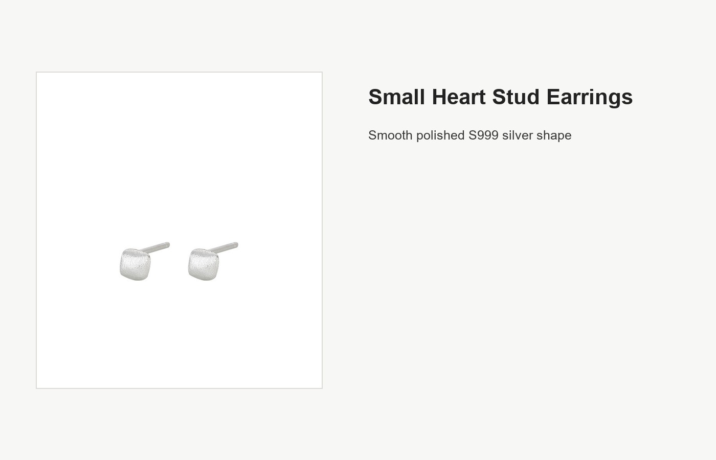 S999 Silver Small Heart Stud Earrings, Minimal Everyday Pair detail image