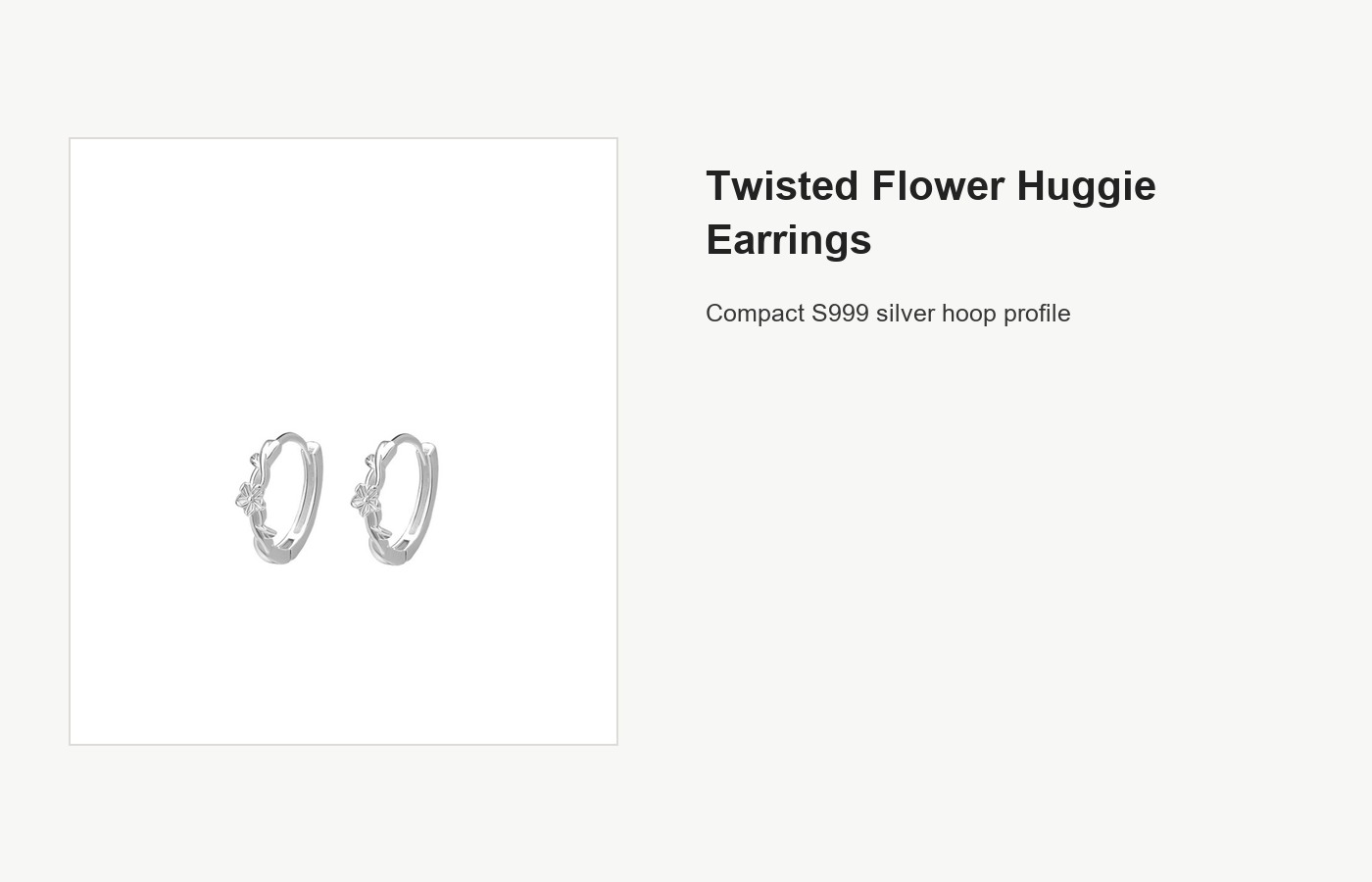 S999 Silver Twisted Flower Huggie Earrings for Women detail image