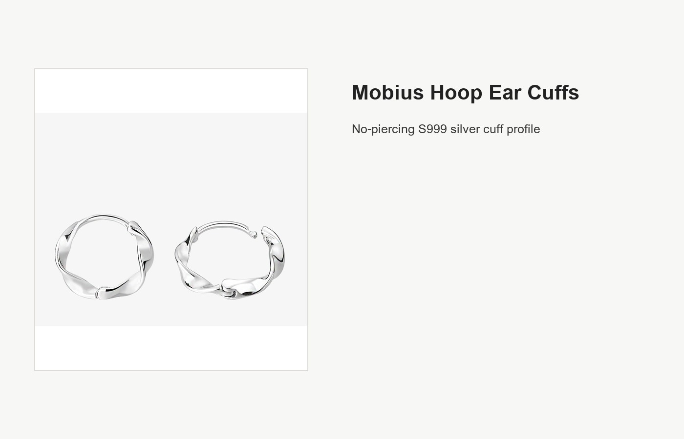 S999 Silver Mobius Hoop Ear Cuffs for Women detail image